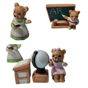 Vintage Homco School Bear Figurines Lot Teacher Globe Chalkboard #1436 #1437 90s